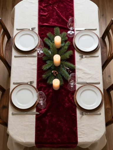 Brown & Burgundy Christmas Tablescape Inspiration