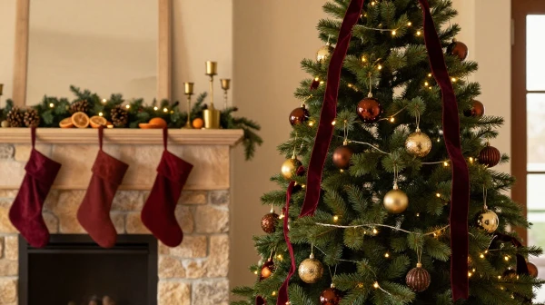 Brown & Burgundy Christmas Decor