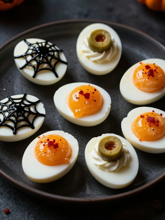 Creepy Halloween Deviled Eggs