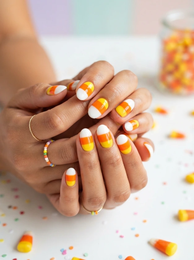 Halloween Candy Corn Nail Designs