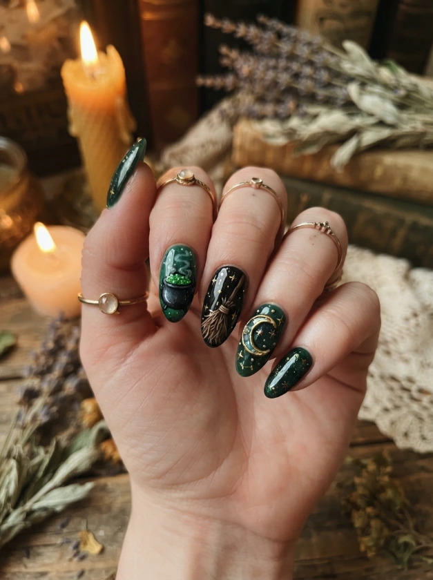Cute Witchy Halloween Nails