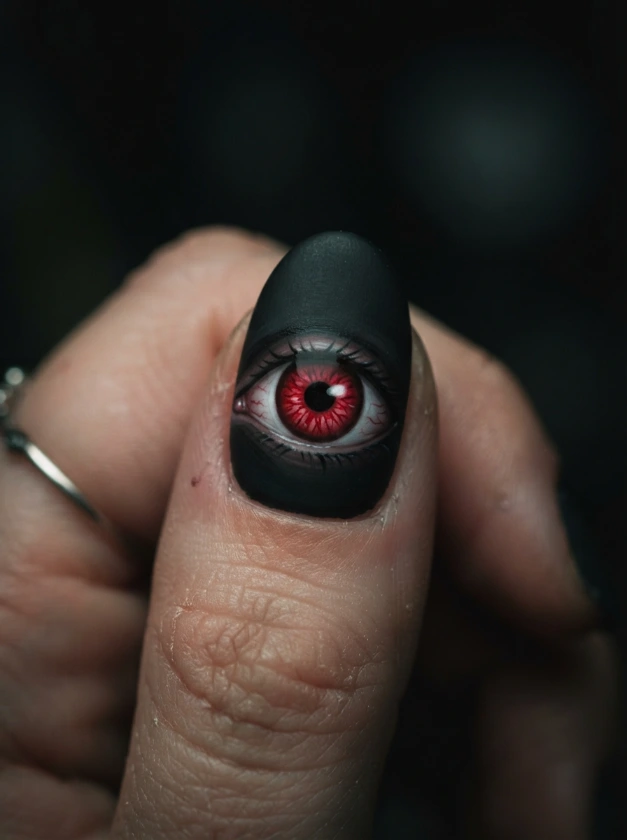 Spooky Eyes Halloween Nail Art