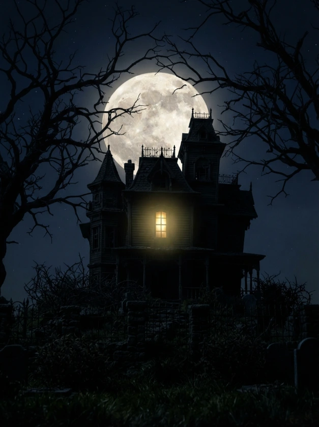 Cute Haunted House Nail Designs