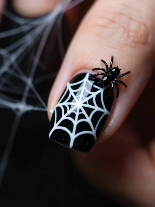 Spider Web Halloween Nails