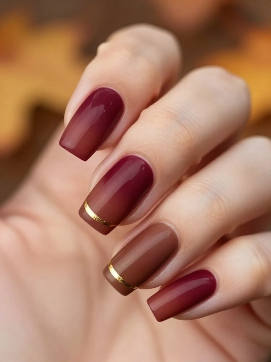 Burgundy and Brown Fall Nail Designs