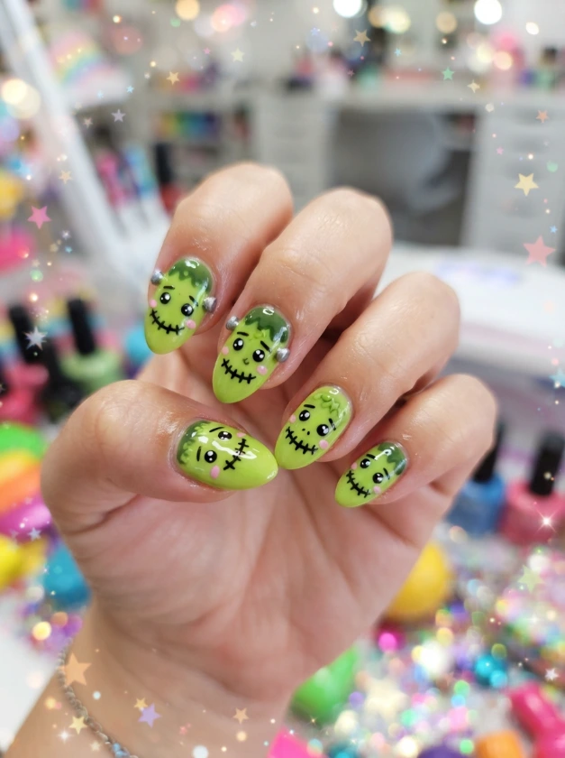 Cute Halloween Character Nail Art