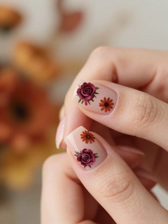 October Floral Nail Ideas