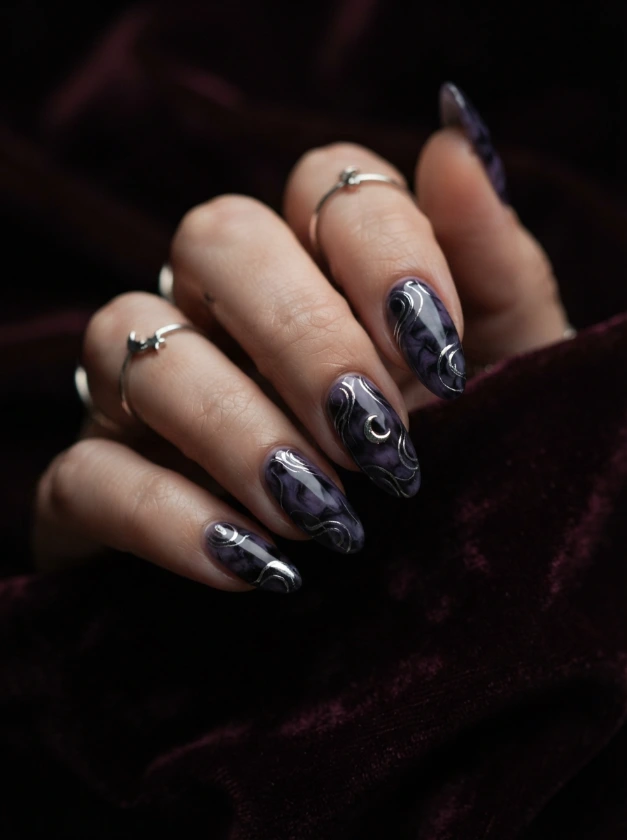 Purple and Black Halloween Nail Designs