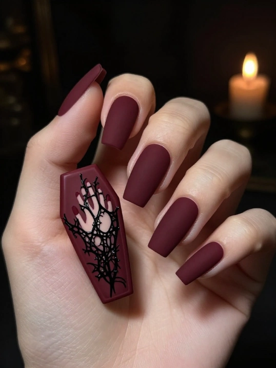Coffin October Nails for a Bold Look