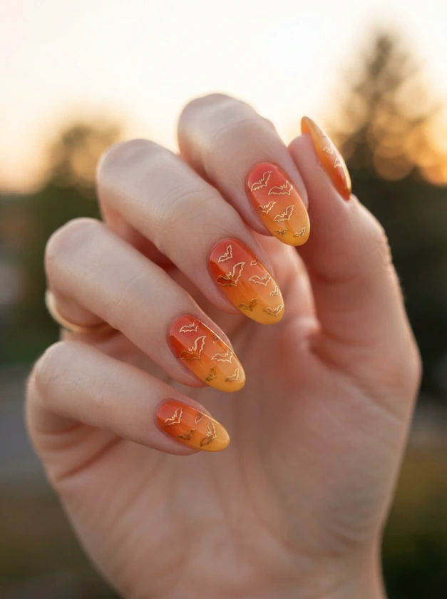 Cute Bat Nail Art for Halloween